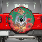 Personalised Rabbitohs Rugby ANZAC Spare Tire Cover Starry Night and Field of Poppies