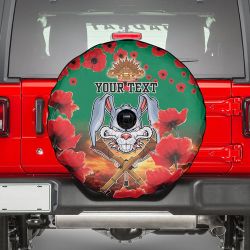 Personalised Rabbitohs Rugby ANZAC Spare Tire Cover Starry Night and Field of Poppies
