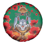 Personalised Rabbitohs Rugby ANZAC Spare Tire Cover Starry Night and Field of Poppies