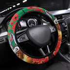 Rabbitohs Rugby ANZAC Steering Wheel Cover Starry Night and Field of Poppies
