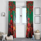 Personalised Rabbitohs Rugby ANZAC Window Curtain Starry Night and Field of Poppies