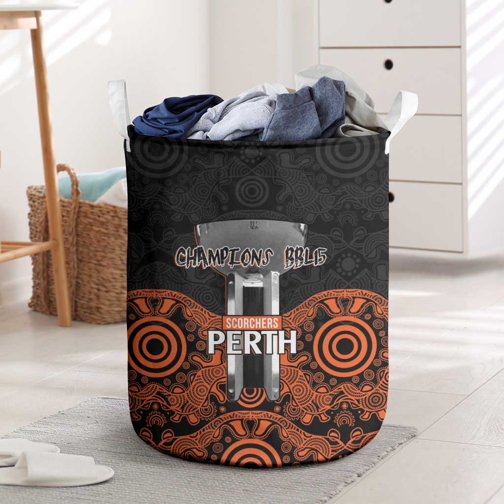 Cricket Australia Perth Champions 2026 Laundry Basket Black Aboriginal Dot Art