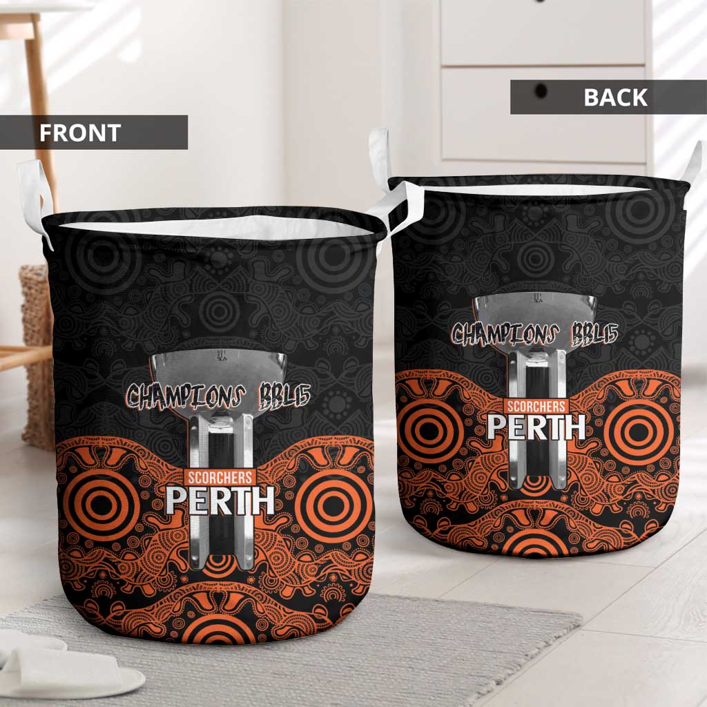 Cricket Australia Perth Champions 2026 Laundry Basket Black Aboriginal Dot Art