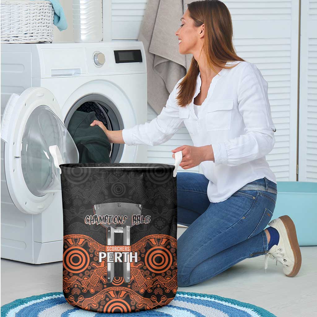 Cricket Australia Perth Champions 2026 Laundry Basket Black Aboriginal Dot Art