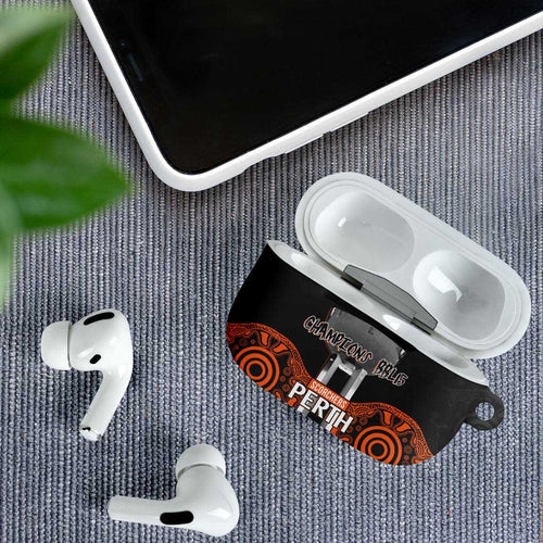 Cricket Australia Perth Champions 2026 AirPods Case Black Aboriginal Dot Art