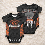 Cricket Australia Perth Champions 2026 Baby Onesie Black Aboriginal Dot Art