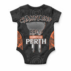 Cricket Australia Perth Champions 2026 Baby Onesie Black Aboriginal Dot Art