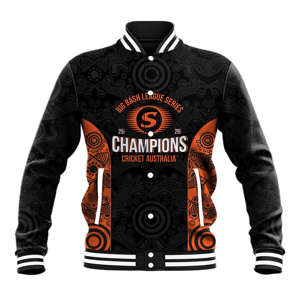 Cricket Australia Perth Champions 2026 Baseball Jacket Black Aboriginal Dot Art