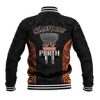 Cricket Australia Perth Champions 2026 Baseball Jacket Black Aboriginal Dot Art
