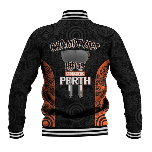 Cricket Australia Perth Champions 2026 Baseball Jacket Black Aboriginal Dot Art
