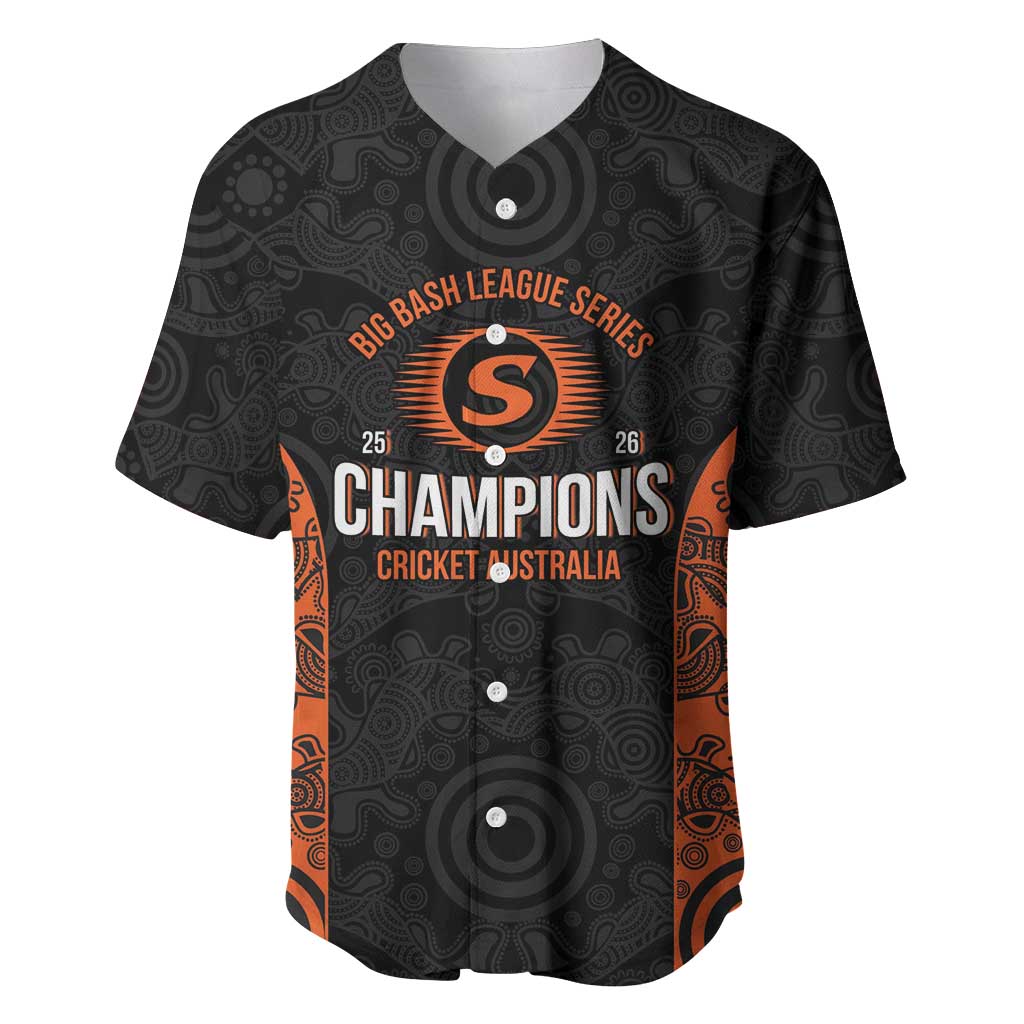 Cricket Australia Perth Champions 2026 Baseball Jersey Black Aboriginal Dot Art