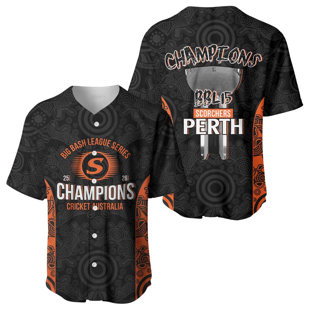 Cricket Australia Perth Champions 2026 Baseball Jersey Black Aboriginal Dot Art