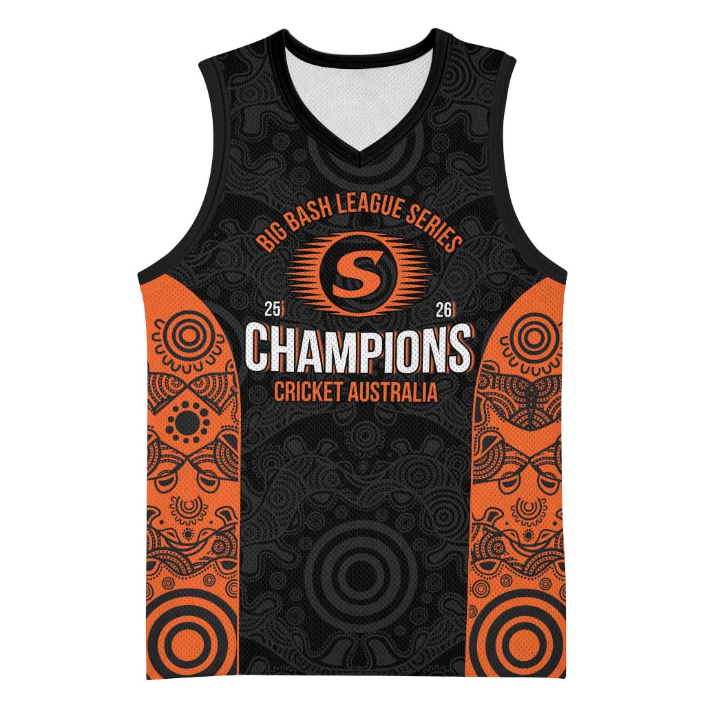 Cricket Australia Perth Champions 2026 Basketball Jersey Black Aboriginal Dot Art