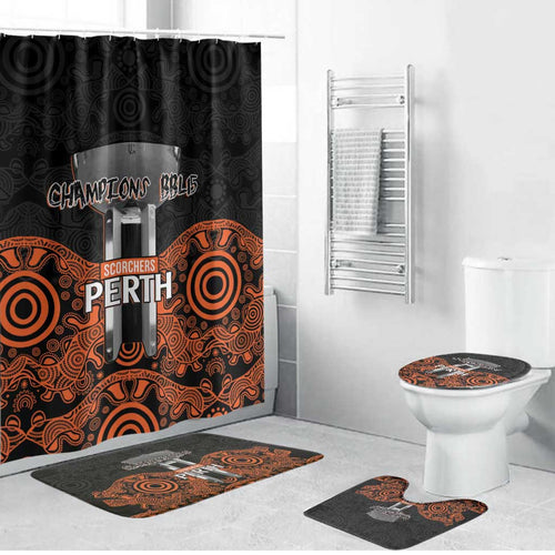 Cricket Australia Perth Champions 2026 Bathroom Set Black Aboriginal Dot Art