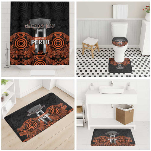 Cricket Australia Perth Champions 2026 Bathroom Set Black Aboriginal Dot Art