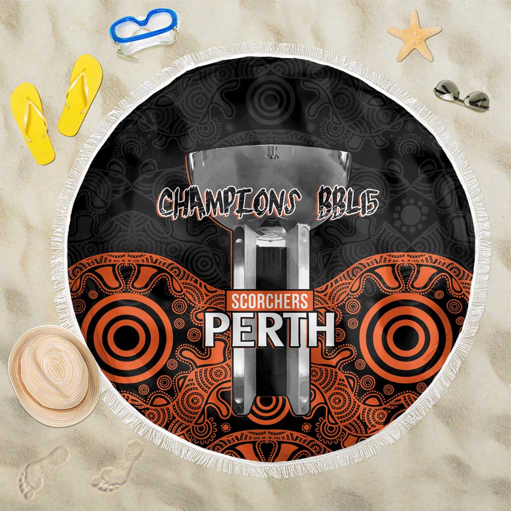 Cricket Australia Perth Champions 2026 Beach Blanket Black Aboriginal Dot Art