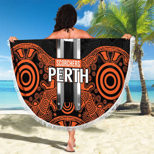 Cricket Australia Perth Champions 2026 Beach Blanket Black Aboriginal Dot Art