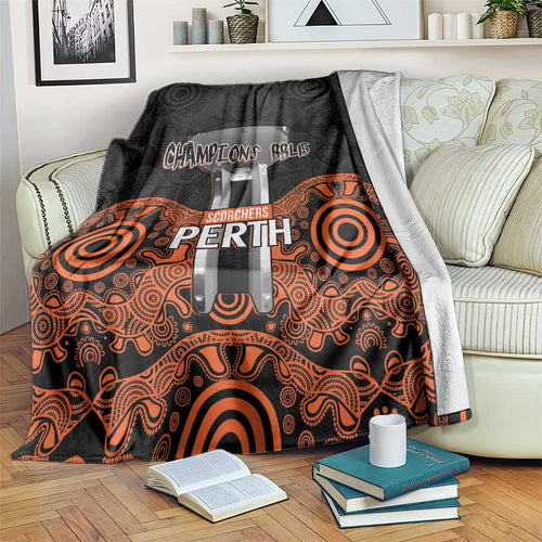 Cricket Australia Perth Champions 2026 Blanket Black Aboriginal Dot Art