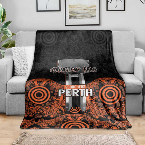 Cricket Australia Perth Champions 2026 Blanket Black Aboriginal Dot Art