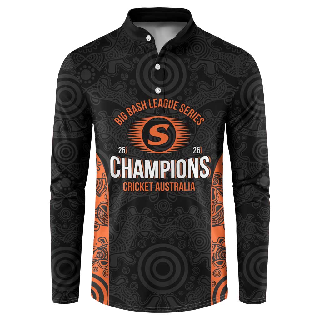 Cricket Australia Perth Champions 2026 Button Sweatshirt Black Aboriginal Dot Art