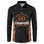 Cricket Australia Perth Champions 2026 Button Sweatshirt Black Aboriginal Dot Art