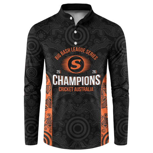 Cricket Australia Perth Champions 2026 Button Sweatshirt Black Aboriginal Dot Art