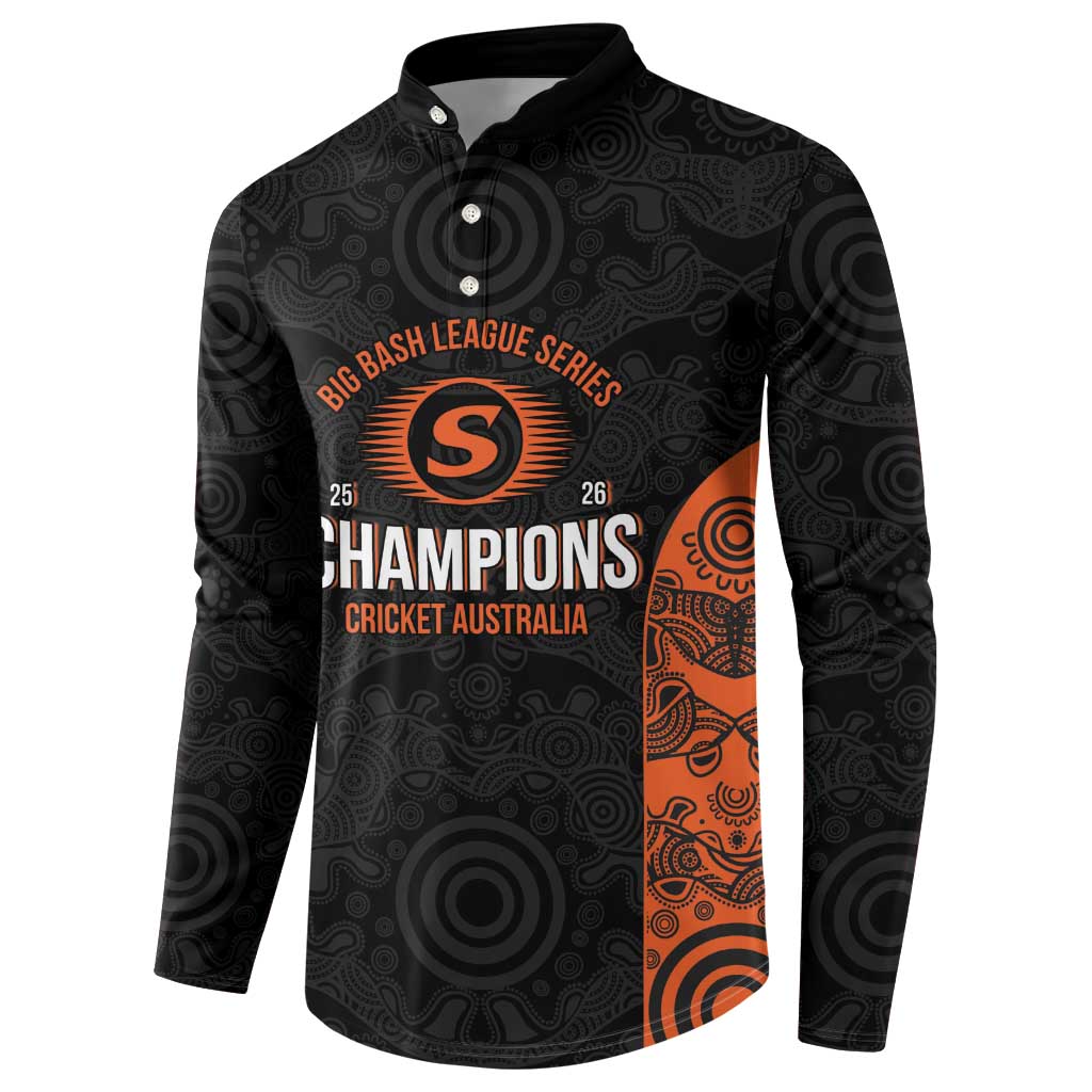 Cricket Australia Perth Champions 2026 Button Sweatshirt Black Aboriginal Dot Art