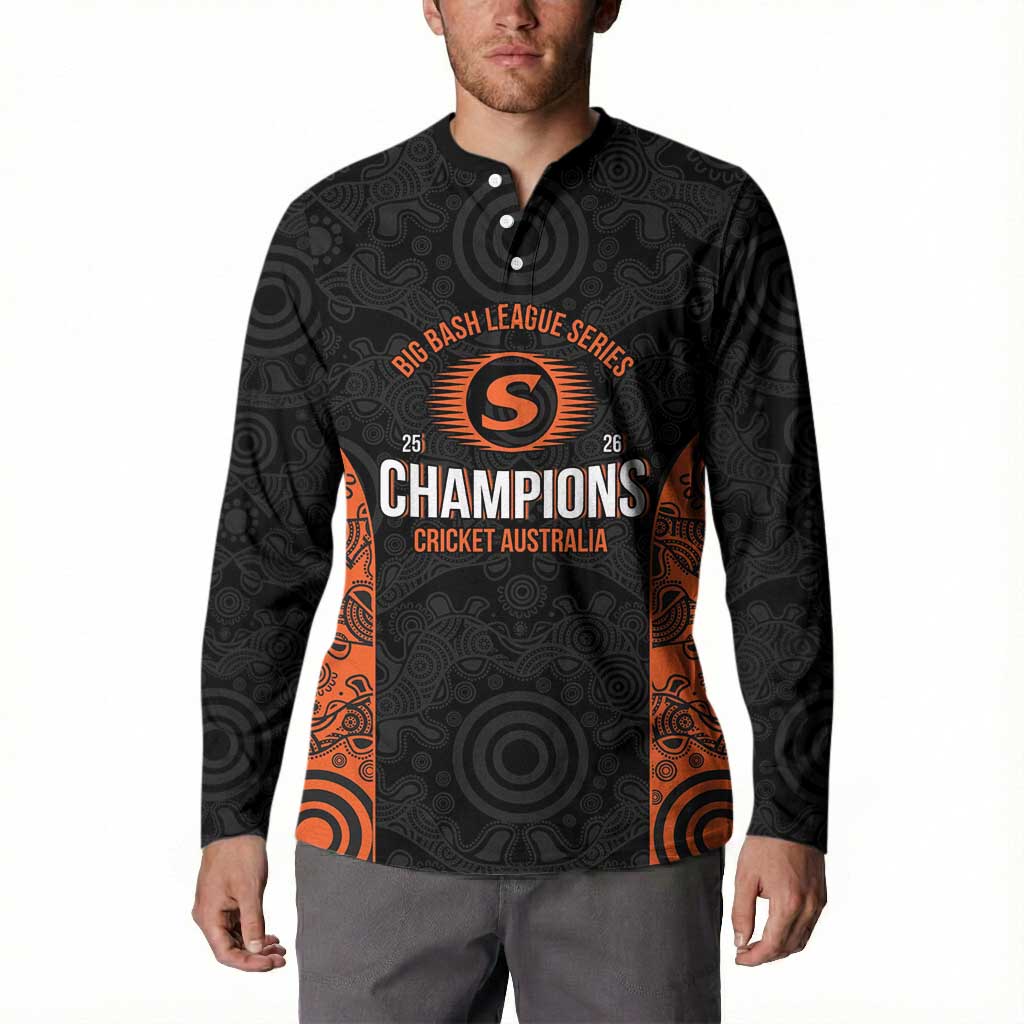 Cricket Australia Perth Champions 2026 Button Sweatshirt Black Aboriginal Dot Art