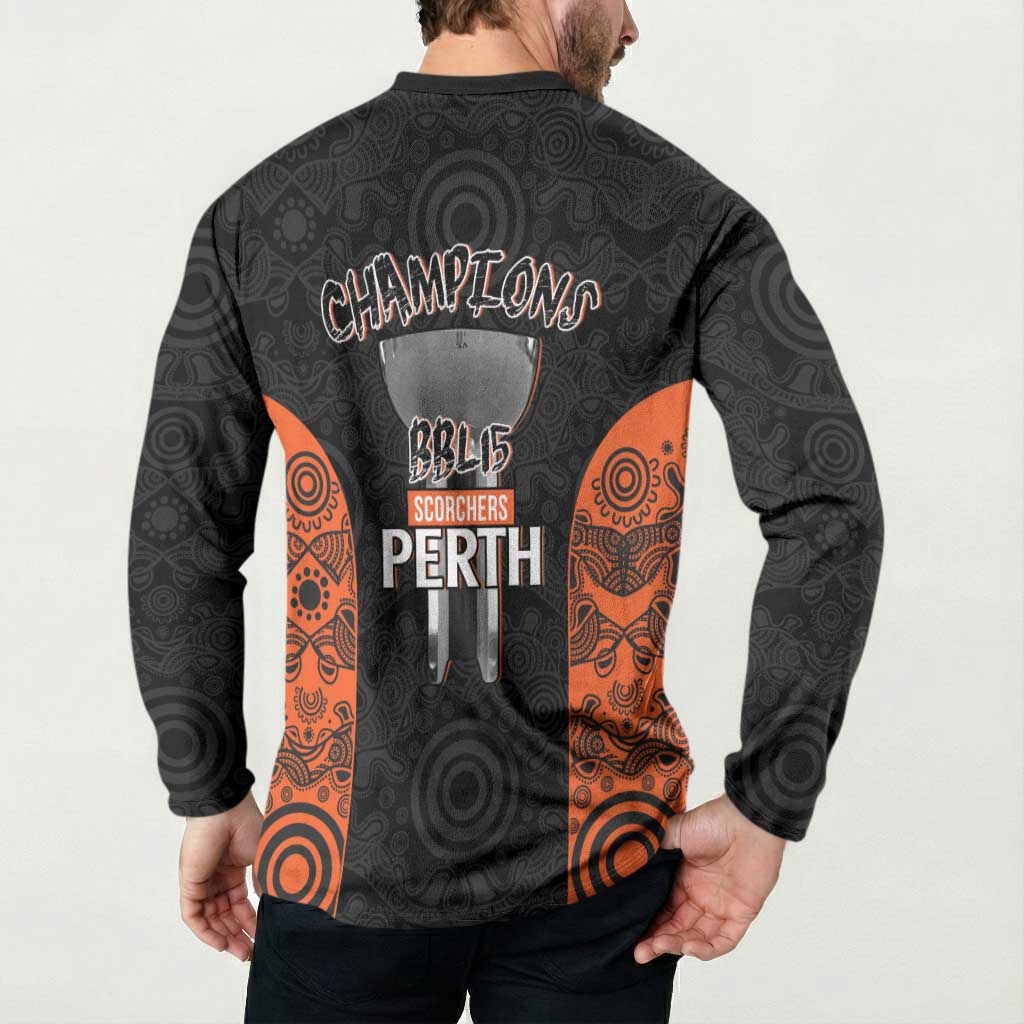 Cricket Australia Perth Champions 2026 Button Sweatshirt Black Aboriginal Dot Art