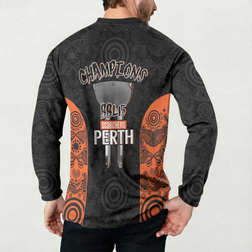 Cricket Australia Perth Champions 2026 Button Sweatshirt Black Aboriginal Dot Art