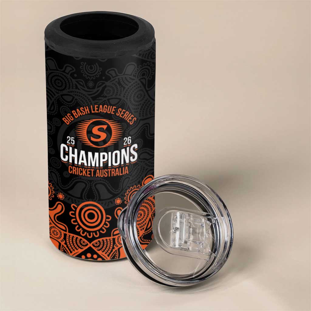 Cricket Australia Perth Champions 2026 4 in 1 Can Cooler Tumbler Black Aboriginal Dot Art