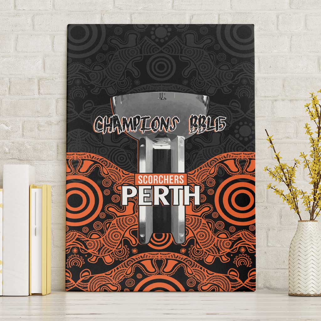 Cricket Australia Perth Champions 2026 Canvas Wall Art Black Aboriginal Dot Art