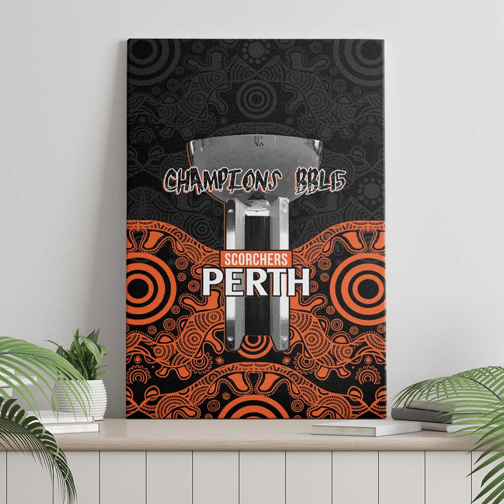 Cricket Australia Perth Champions 2026 Canvas Wall Art Black Aboriginal Dot Art