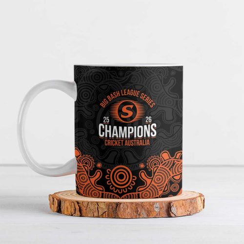 Cricket Australia Perth Champions 2026 Ceramic Mug Black Aboriginal Dot Art