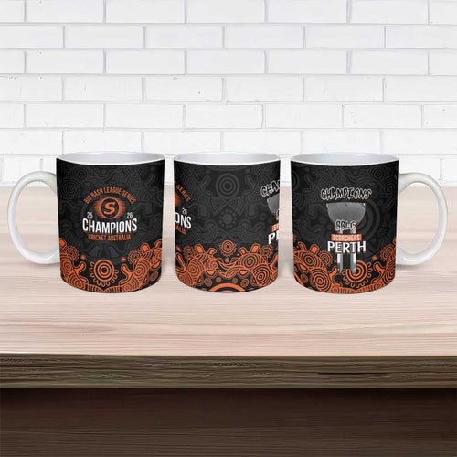 Cricket Australia Perth Champions 2026 Ceramic Mug Black Aboriginal Dot Art