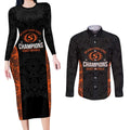Cricket Australia Perth Champions 2026 Couples Matching Long Sleeve Bodycon Dress and Long Sleeve Button Shirt Black Aboriginal Dot Art