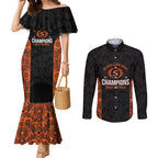 Cricket Australia Perth Champions 2026 Couples Matching Mermaid Dress and Long Sleeve Button Shirt Black Aboriginal Dot Art