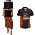 Cricket Australia Perth Champions 2026 Couples Matching Puletasi and Hawaiian Shirt Black Aboriginal Dot Art