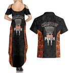 Cricket Australia Perth Champions 2026 Couples Matching Summer Maxi Dress and Hawaiian Shirt Black Aboriginal Dot Art