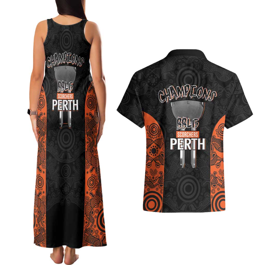 Cricket Australia Perth Champions 2026 Couples Matching Tank Maxi Dress and Hawaiian Shirt Black Aboriginal Dot Art