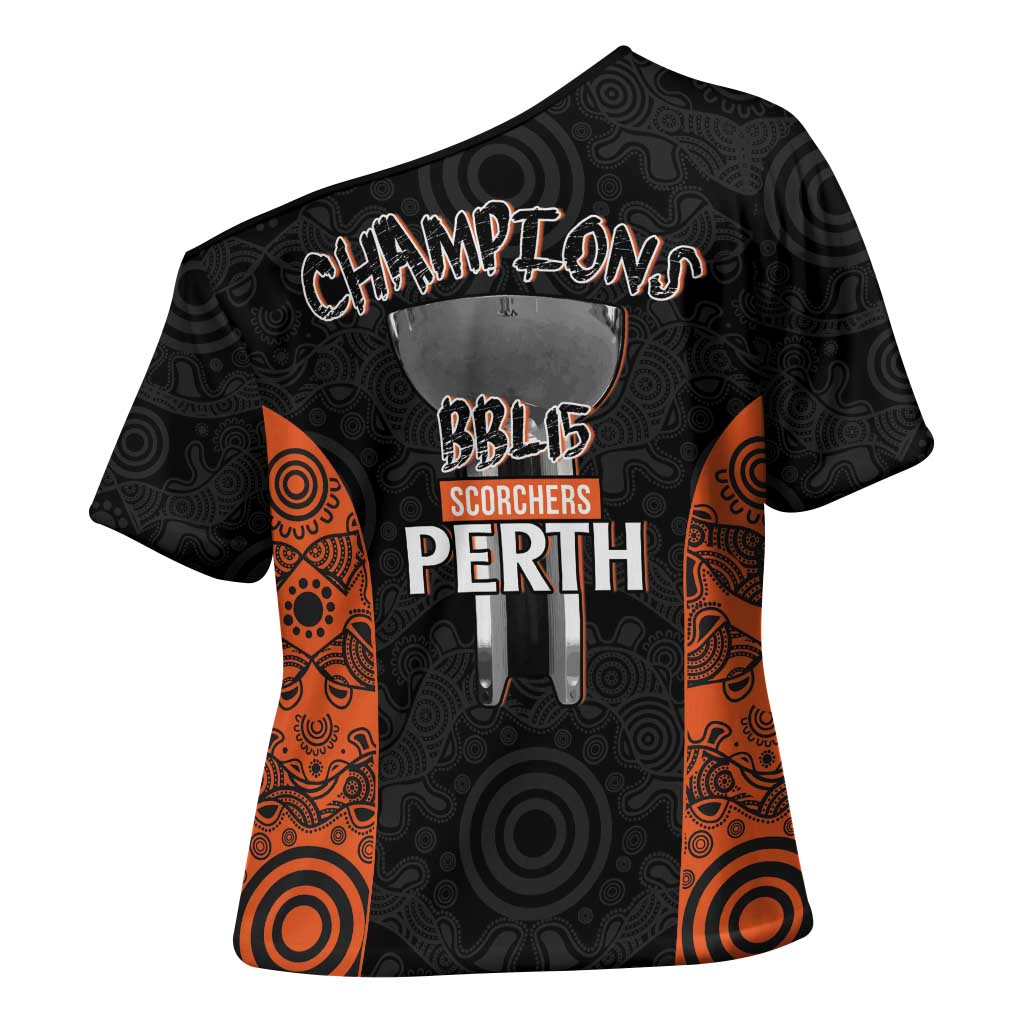 Cricket Australia Perth Champions 2026 Cross Shoulder Shirt Black Aboriginal Dot Art