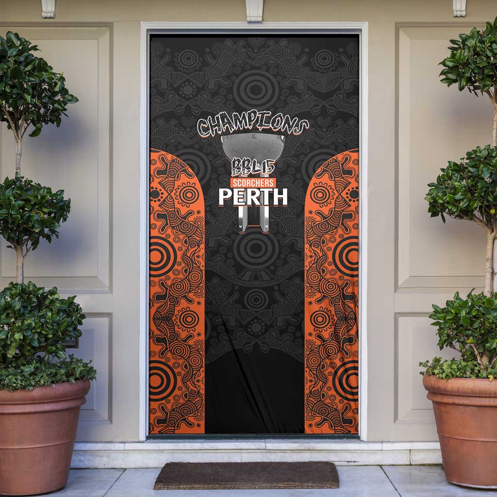 Cricket Australia Perth Champions 2026 Door Cover Black Aboriginal Dot Art