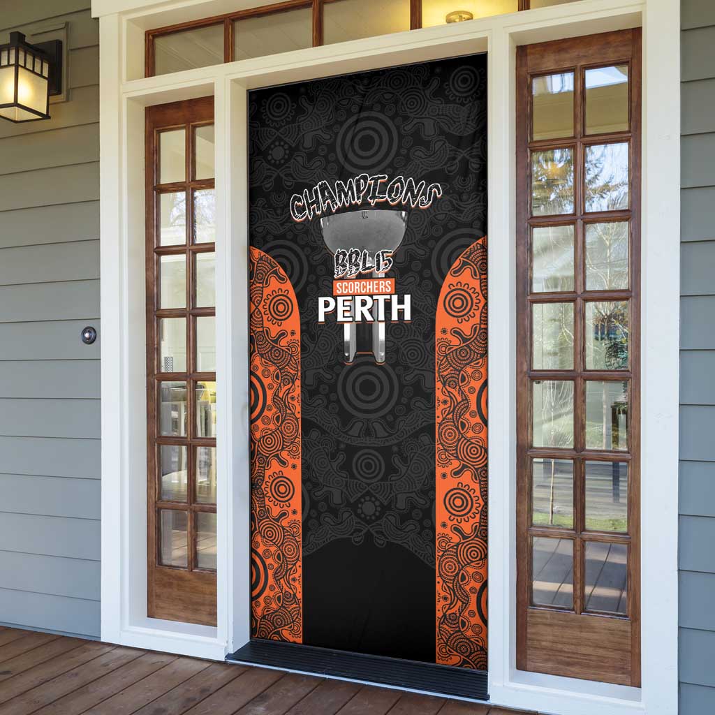 Cricket Australia Perth Champions 2026 Door Cover Black Aboriginal Dot Art