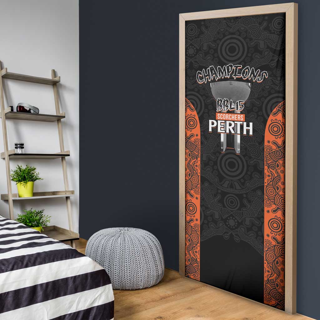 Cricket Australia Perth Champions 2026 Door Cover Black Aboriginal Dot Art