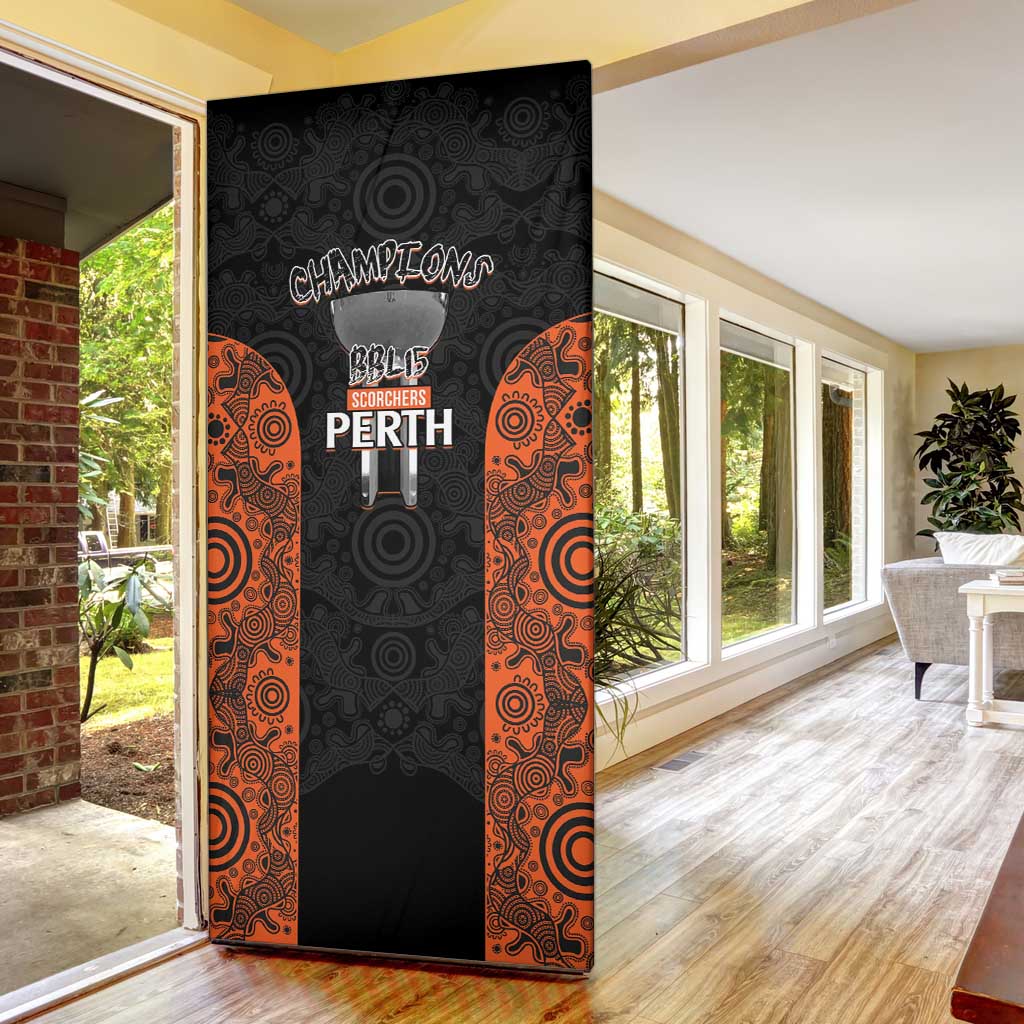 Cricket Australia Perth Champions 2026 Door Cover Black Aboriginal Dot Art