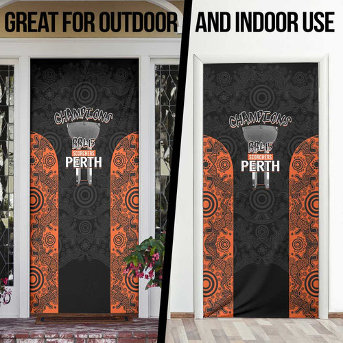 Cricket Australia Perth Champions 2026 Door Cover Black Aboriginal Dot Art
