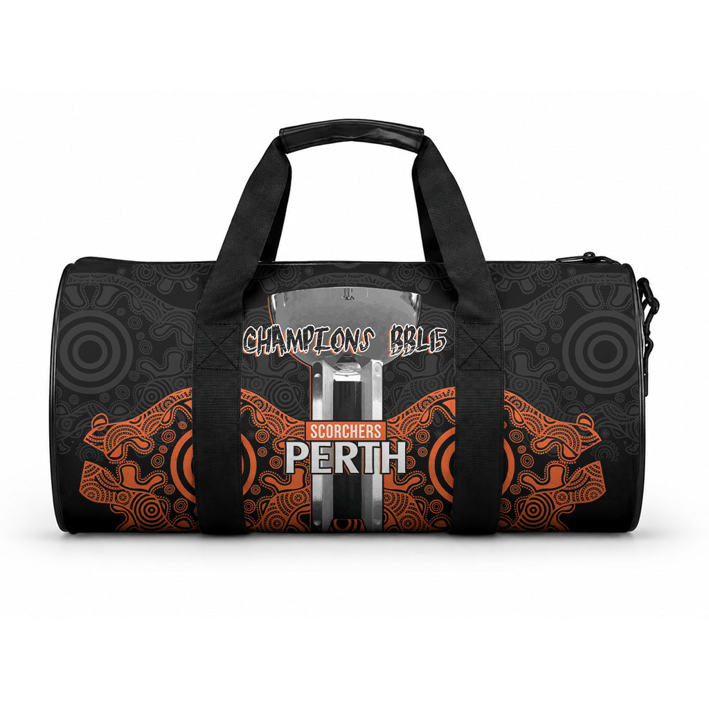 Cricket Australia Perth Champions 2026 Duffle Bag Black Aboriginal Dot Art