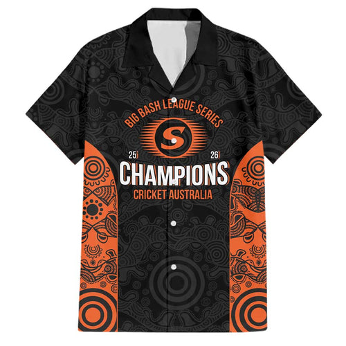 Cricket Australia Perth Champions 2026 Family Matching Long Sleeve Bodycon Dress and Hawaiian Shirt Black Aboriginal Dot Art