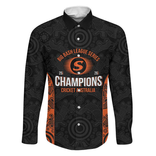 Cricket Australia Perth Champions 2026 Family Matching Long Sleeve Bodycon Dress and Hawaiian Shirt Black Aboriginal Dot Art