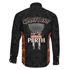 Cricket Australia Perth Champions 2026 Family Matching Long Sleeve Bodycon Dress and Hawaiian Shirt Black Aboriginal Dot Art